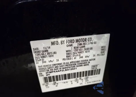 2020 Ford Edge St z USA, uszkodzony, nr VIN 2FMPK4AP2LBA12631